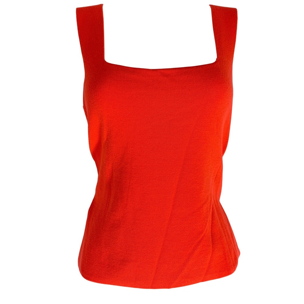 Anthropologie XS Orange Knit Tank Tie Back Side Slit Modern Minimal
